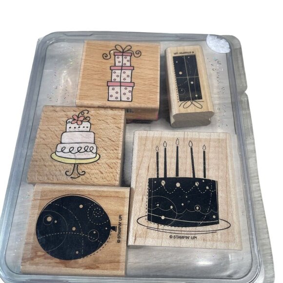 Stampin Up! Birthday Whimsy Rubber Stamp Set Of 5 - Picture 1 of 2